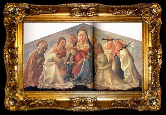framed  Fra Filippo Lippi Madonna of Humility with Angels and Carmelite Saints, ta009-2